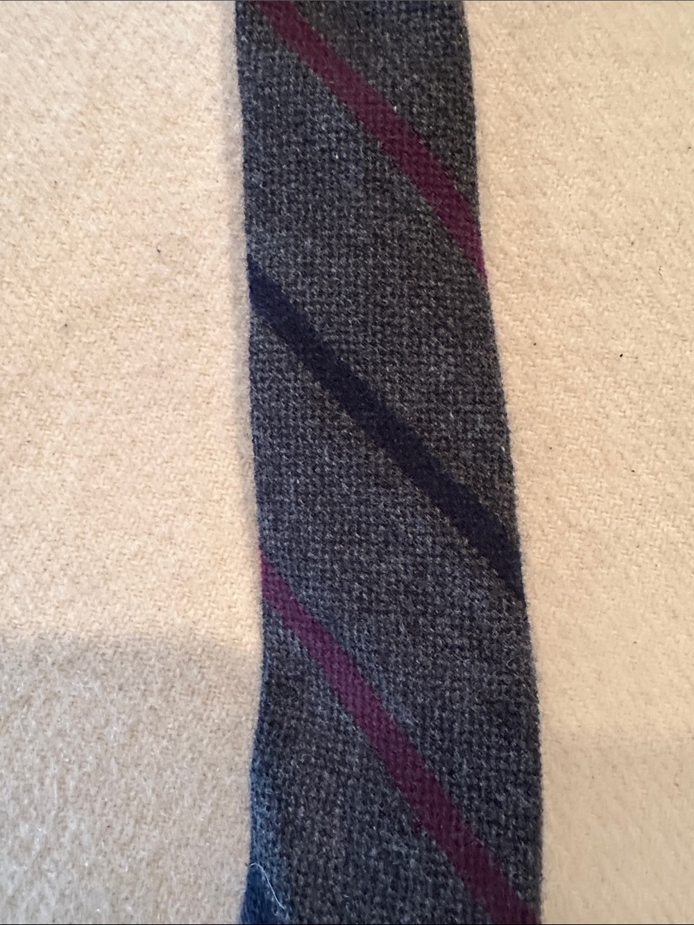 Neiman Marcus Gray Silk and Wool Knit Stripe Tie - Men's Accessory